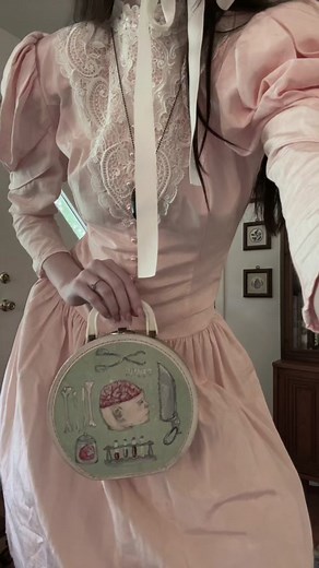 Styling the purse i painted with this insane scott McClintock set 😵‍💫 #cultpartykei #cpk #victorian #edwardian #lolitafashion #egllolita #morute #creepycute #victorianfashion #victorianaesthetic #metamorphose #oddity #dollcore