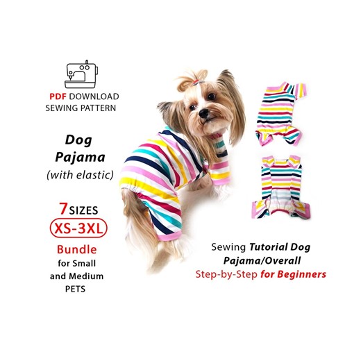 Dog Pajama Sewing Pattern, Dog Overal, Dog Jumpsuit, PDF Download Pattern, Bundle 7 Sizes XS-3XL - Etsy