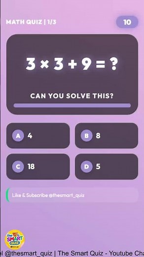 Quick Math Quiz: Order of Operations (BODMAS/PEMDAS)