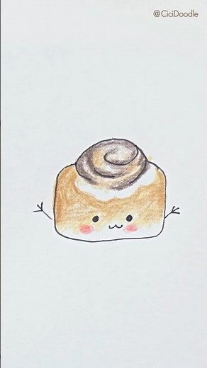 Draw a Cute Cinnamon Roll | Easy Drawing | Cici Doodle