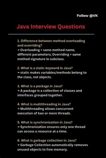 Top 10 Java Interview Questions | Java Interview Preparation #shortsfeed