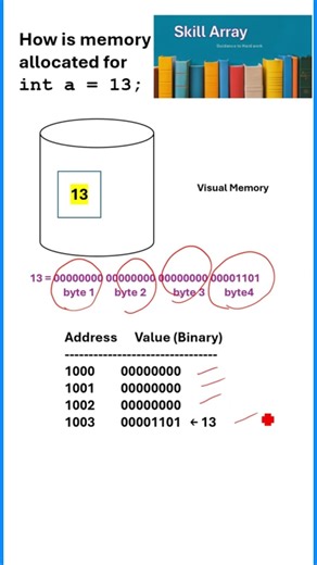 How int a = 13 is Stored in Memory | C Programming | Memory Allocation Explained