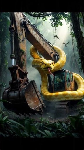 Giant Yellow Python Found Wrapped Around Rusted Machine in Jungle! 😱#python #snake #junglevideo