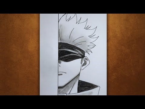How to draw Gojo Half Face in 5 minutes | Jujutsu Kaisen | Drawing tutorial step by step