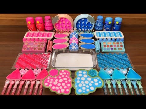 Slime Mixing Glossy: Pink vs Blue Random Things Challenge Fun