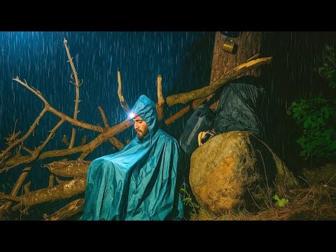 Solo Survival Camping in Heavy Rain | No Tent, No Sleep, All Night Struggle