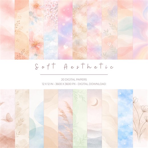 Pastel Watercolor Digital Paper Pack, Soft Abstract Backgrounds - Etsy