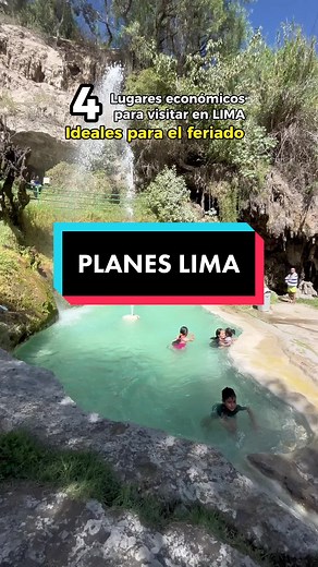 4 Lugares económicos en Lima 🥸 Ideales para este feriado 🔥 Amigos aquí les dejo una lista de lugares que pueden conocer en un día por Lima, ideales para salir de la rutina 🤩 ¿Se animan a visitarlos? Etiqueten a su amig@ falla que siempre les dice si a todo🤭🤭 ➡️ Toboganes Naturales de Songos, ubicado en Huarochirí a solo 2h30 de Lima , para hacer turismo de aventura ideal para todo aquel que desee salir de la rutina. ➡️ San Mateo de Otao a 3h de Lima, en este lugar puedes practicar grandes d
