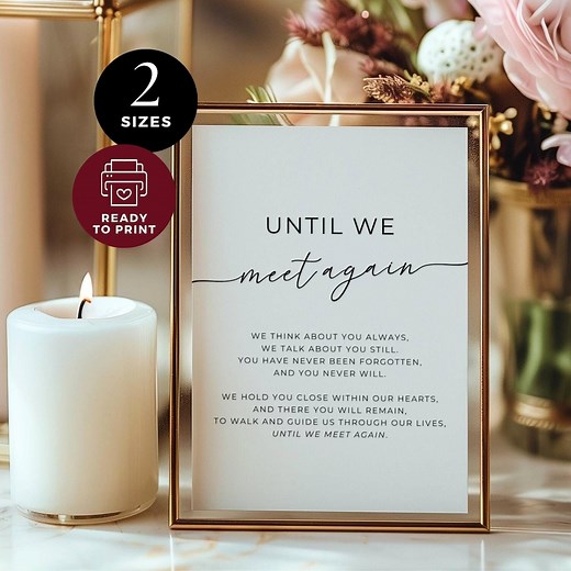 Memorial Service Table Decoration, Celebration of Life Display, Until We Meet Again Printable Funeral Poem Sign, Memory Table Decor Wedding - Etsy