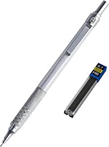 Mechanical Pencil 0.7mm, Graph Gear 1000 Metal Mechanical Pencils With Eraser and 12 HB Lead Refills, Metallic Grip,#2 Mechanical Pencil for Writing,Drafting, Sketching, Architecture, Pencils (Luxury)