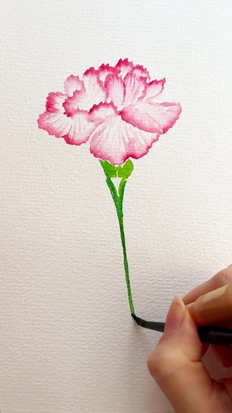 Painting a Carnation with an Angular Brush | Watercolor Art
