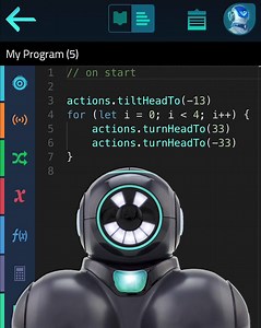 Did you guess our #CUEQ? Here's the answer: You can code CUE in two languages, Blockly and JavaScript! Easily switch between the two in the CUE app. | Wonder Workshop | Facebook