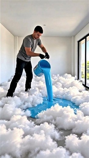 Clouds on My Floor?! Satisfying Epoxy Makeover ☁️#shorts # #epoxyfloor