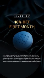 Premium dual-PDE5 formula plus mood & arousal enhancers. Mind and body, aligned. Join BlueChew in 3 easy steps today. BlueChew Gold works in 15 minutes on average after medication dissolves. ________________________________________ The featured products are compounded prescription medications permitted under federal law but not FDA-approved; the FDA does not verify their safety or effectiveness. See website for full safety info. | BlueChew