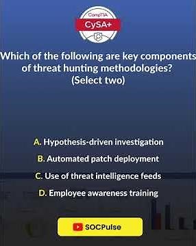 CompTIA Cybersecurity Analyst CySA - Quiz 3 #cybersecurity #cyberdefense #microsoft #soc #comptia