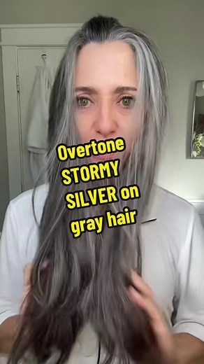 Using Overtone STORMY SILVER f/k/a vibrant silver on my silver hair. Another tik tok shop find 🤌🏼💋 @oVertone Color #overtone #overtonehair #hairstyle #haircare #tiktokshopfinds #haircolor #hair #grayhair