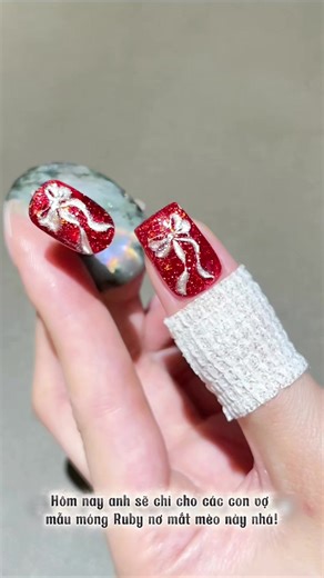 Hướng dẫn làm mẫu nail nơ mắt mèo dễ thương