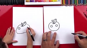 How To Draw A Cartoon Apple And Worm - Art For Kids Hub -