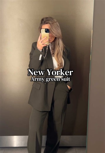 Army Green Suit Inspiration from New Yorker