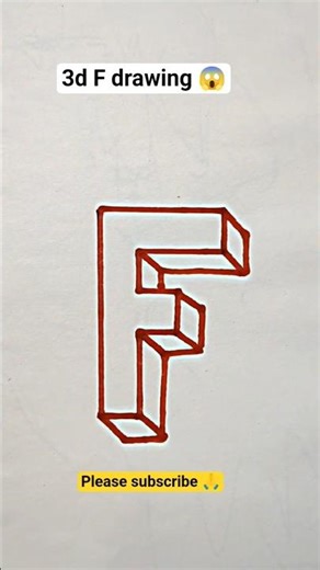 3d F drawing 😱😳 #3dart #drawing #shorts