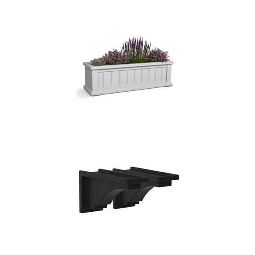 Mayne Cape Cod 36 in. x 11 in. Self-Watering Window Box with Fairfield Black Decorative Corbel - The Home Depot