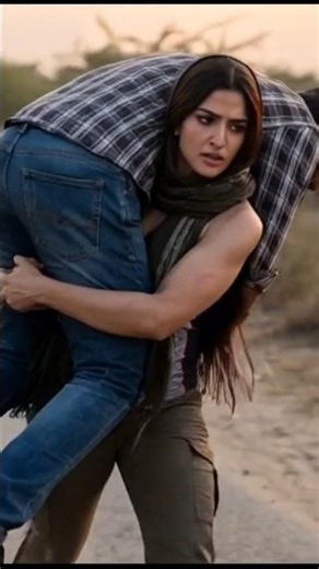 Biker girl lift and carrying man