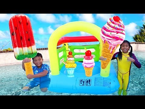 Wendy & Friends Pretend Play with Ice Cream Kids Toys by the Pool
