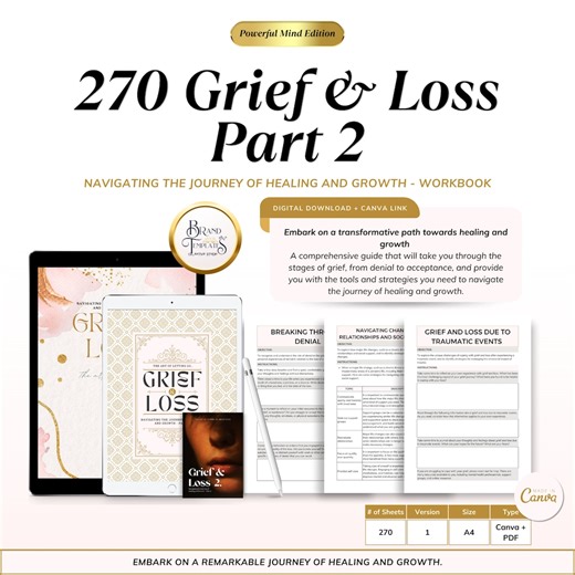 Grief Recovery Workbook: Healing & Growth Strategies (canva/pdf) - Etsy