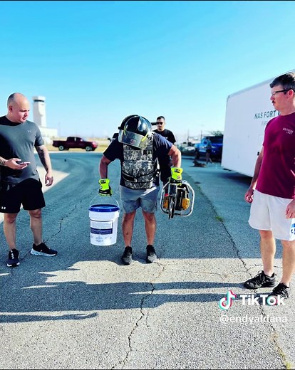 Performing a modifed CPAT. Firefighter Physical/Agility Test