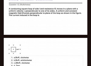 Question 12 (Multichoice)A conducting square loop of side /and... | Filo