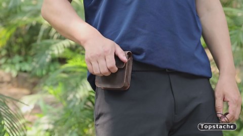 Topstache Leather Phone Holster for Samsung Galaxy Z Flip 6/5/4/3, Belt Clip Cell Phone Case for Motorola Razr Plus 2024/2023, Holster Belt Case Small Pouch for Motorola Razr 5G, Darkbrown