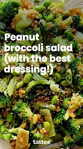 You have to try the dressing on this peanut broccoli salad. It’s salty, tangy, slightly sweet and pairs perfectly with the steamed broccoli and edamame. Recipe by @dr.chrissyfreer_nutritionist #saladrecipe #broccolisalad #saladrecipes #healthyrecipes #healthyrecipe | Taste.com.au