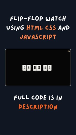 ⏰Flip-Flop Clock using HTML, CSS & JavaScript #webdevelopment #html #css #shorts
