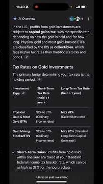 Gold: Investing & Taxes #investing #retirement #retirementplanning