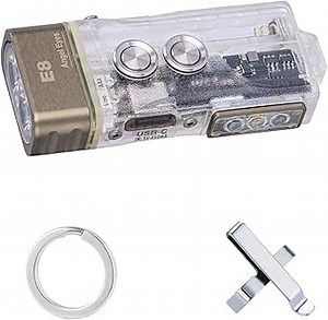 RovyVon E8 EDC Flashlight USB C Rechargeable - 4000K High CRI, 500 Lumens Dual Power Keychain Flashlights Compatible AAA Battery (365nm+Red+White)