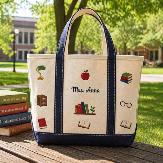 Personalized Librarian Tote Bag, Custom Name Library Lover Gift, Book Lover Canvas Tote, Librarian Appreciation Gift - Etsy