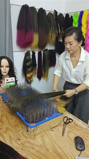 化纤丝假发BRAID制作，混色。 #假发 #hairstyle