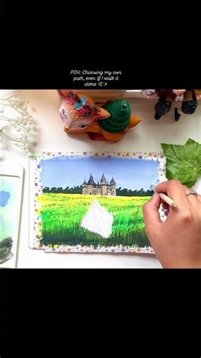 Beautiful Gouache Landscape with a Magical Castle View! #menorahcreatif #menorahsketchbook #sketch