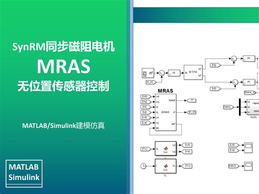 SynRM同步磁阻电机（三）MRAS无位置传感器矢量控制模型参考自适应MATLAB/Simulink仿真模型