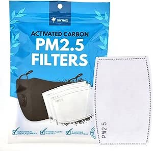 10pcs PM 2.5 Activated Charcoal Filter Mask Inserts - 5 Layers Protection PM2.5 Mask Filter Insert - PM 2.5 Filter Mask Replacement - Filtros para Mascarillas
