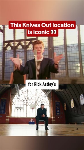 How was no one else geeking out on set?! #knivesout #wakeupdeadman #nevergonnagiveyouup #rickastley #behinthescenes #movie #meme