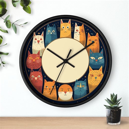 Vintage-inspired Feline Wall Clock: Retro Timepiece for Cat Lovers, Home Decor Gift - Etsy