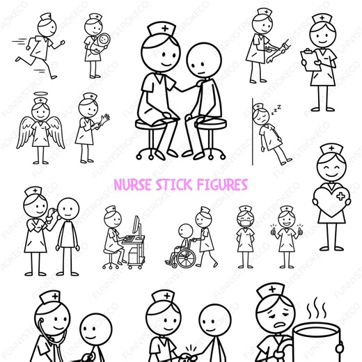 Nurse Stick Figure SVG | Medical Staff Clipart | Healthcare Worker Vector (Digital Download)