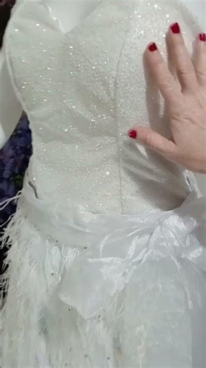 Order 614 Video 5 Feathered Wedding Dress