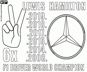 Lewis Hamilton, x6 world champion coloring page printable game
