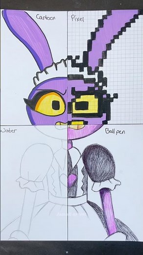 Drawing Maid Jax in 4 different styles #theamazingdigitalcircus #maidjax #jax #shorts #tadc