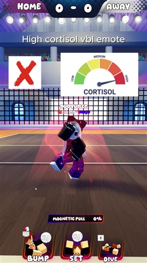 High vs low cortisol: #fyp #foryou #fyppppp #vbl #edit #funny #volleyball #volleyballlegends #cortisol #lowcortisol #highcortisol #roblox