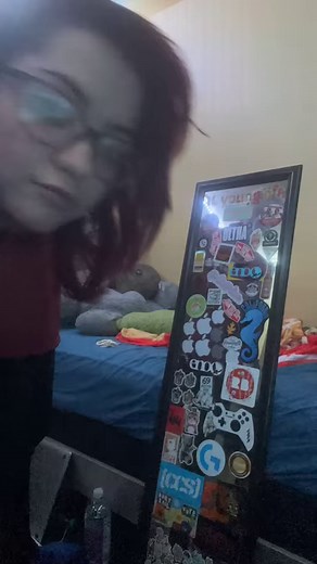 STICKER BOMBBBBB!!! For Christmas I gave brian a bunch of stickers to help him finish this sticker bomb mirror he’s been using for a long time 😭😭 it turned out so cool looking and It was actually so fun to do with him 🤍🤍 #stickers #stickershop #stickerlove #stickersofinstagram #stickerbomb #FunActivities #bfgf | Jayceesmakeup516