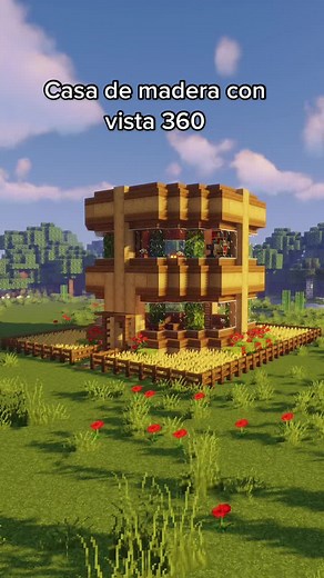 Construye una Casa de Madera con Vista 360 en Minecraft