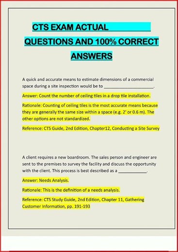 Cts Exam Actual Questions And 100 Correct Answers video